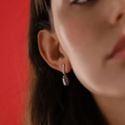 Pearl Drop Earrings|Majorica Silver Earrings Agora With Barroque Gray Pearl