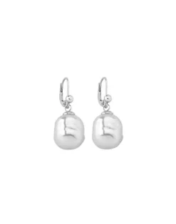 Pearl Drop Earrings|Majorica Silver Earrings Agora With 12Mm Barroque White Pearl