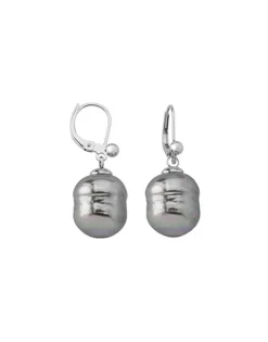Pearl Drop Earrings|Majorica Silver Earrings Agora With 12Mm Gray White Pearl
