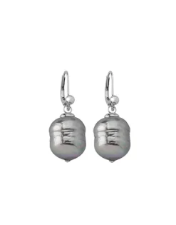 Pearl Drop Earrings|Majorica Silver Earrings Agora With 12Mm Gray White Pearl