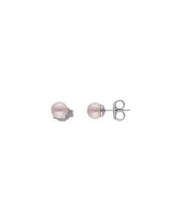 Pearl Stud Earrings|Majorica Silver Earrings Lyra With 6Mm Pink Pearl