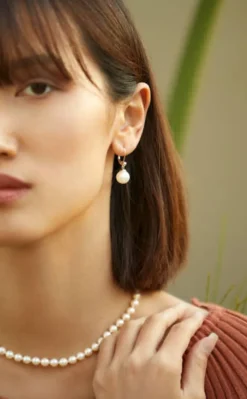 Pearl Drop Earrings|Majorica Silver Earrings Nuada With 10Mm White Pearl French Clasp