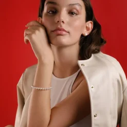 Short Earrings|Majorica Silver Earrings Nuada With 10Mm White Pearl Flattened Round
