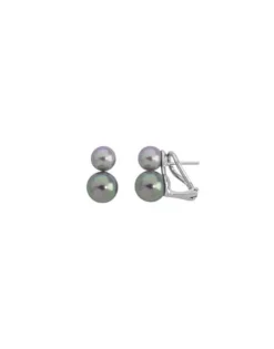 Short Earrings|Majorica Silver Earrings Nuit With 7 And 9Mm Gray And Nuage Pearls