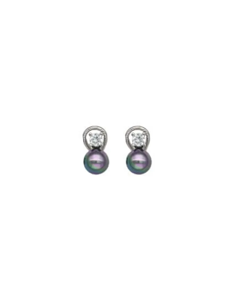 Tu & Yo Earrings|Majorica Silver Earrings Selene 8Mm Gray Pearl And Zircons