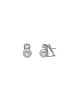 Tu & Yo Earrings|Majorica Silver Earrings Selene With 10Mm White Pearls And Zircons