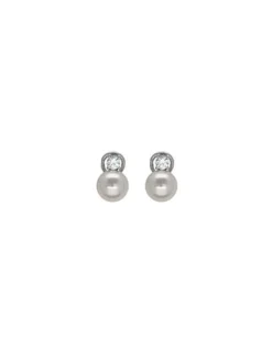 Tu & Yo Earrings|Majorica Silver Earrings Selene With 10Mm White Pearls And Zircons
