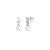 Bridal Earrings|Majorica Silver Earrings Venus With 10Mm White Pearl And Zircons