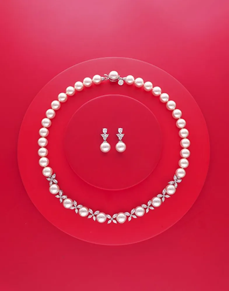 Bridal Earrings|Majorica Silver Earrings Venus With 10Mm White Pearl And Zircons