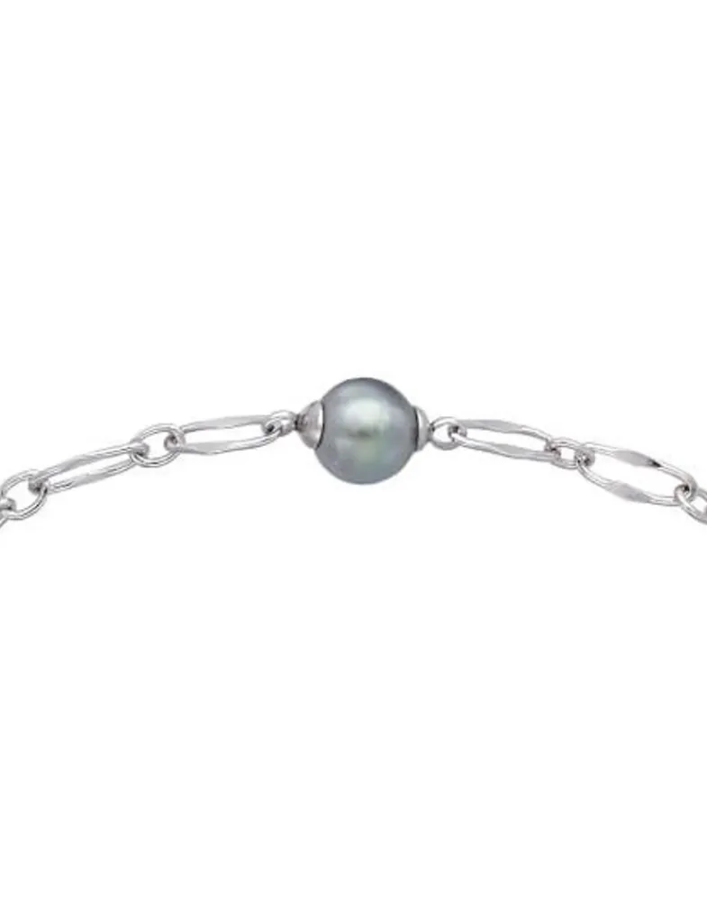 Chain Bracelets|Majorica Silver Link Bracelet Cies With Gray Pearl