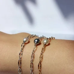 Chain Bracelets|Majorica Silver Link Bracelet Cies With White Pearl