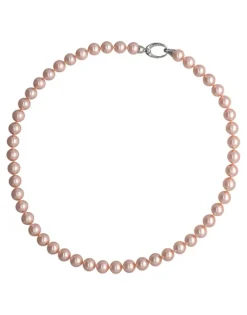Long Pearl Necklaces|Majorica Silver Necklace Lyra 45Cm With 8Mm Pink Pearls