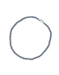 Long Pearl Necklaces|Majorica Silver Necklace Lyra 45Cm With 6Mm Gray Pearl