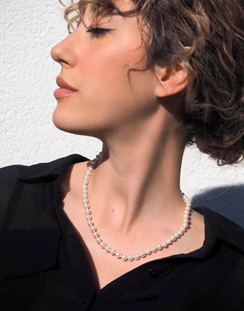 Long Pearl Necklaces|Majorica Silver Necklace Lyra 45Cm With White Pearls 6Mm