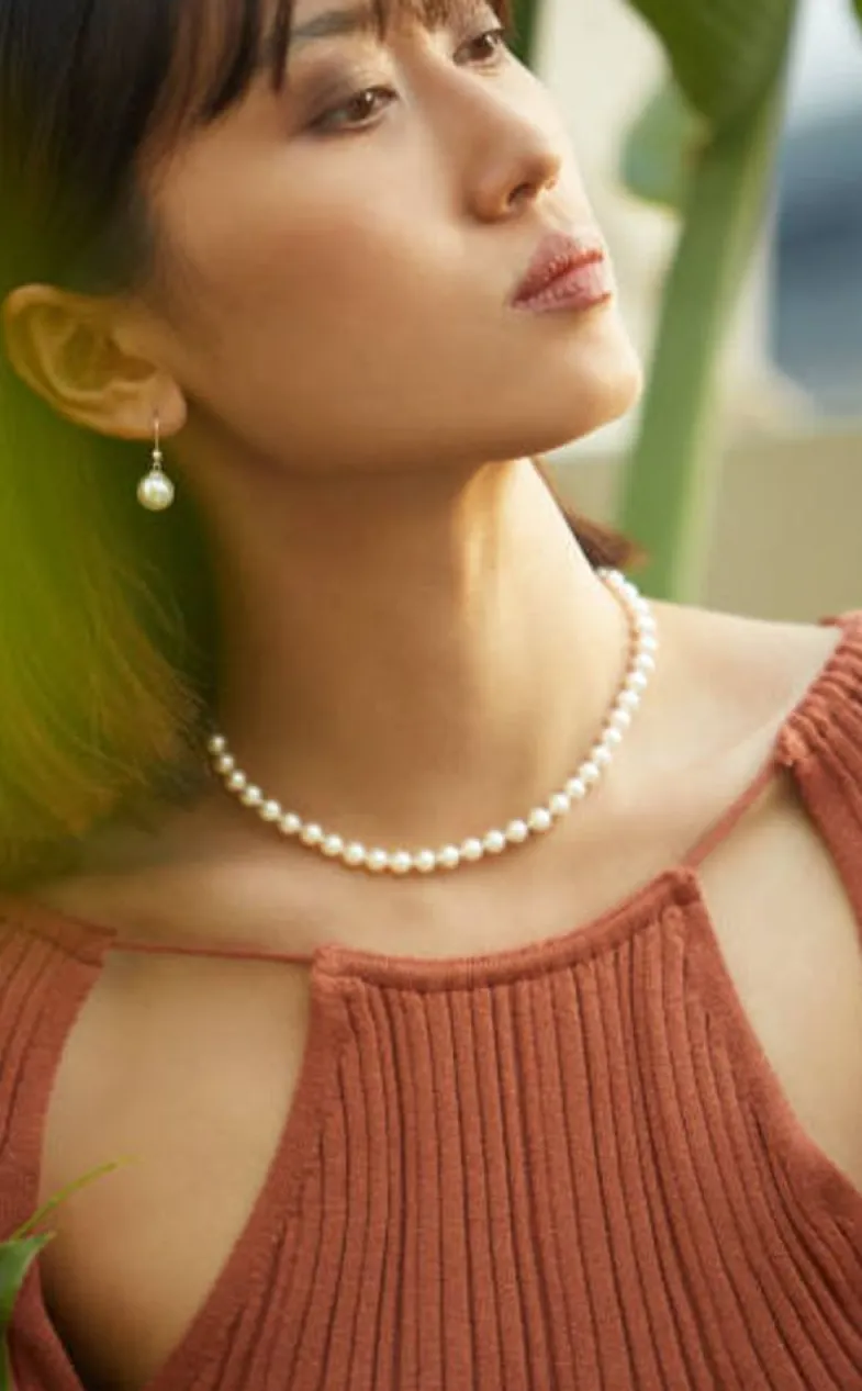 Long Pearl Necklaces|Majorica Silver Necklace Lyra 7Mm 50Cm