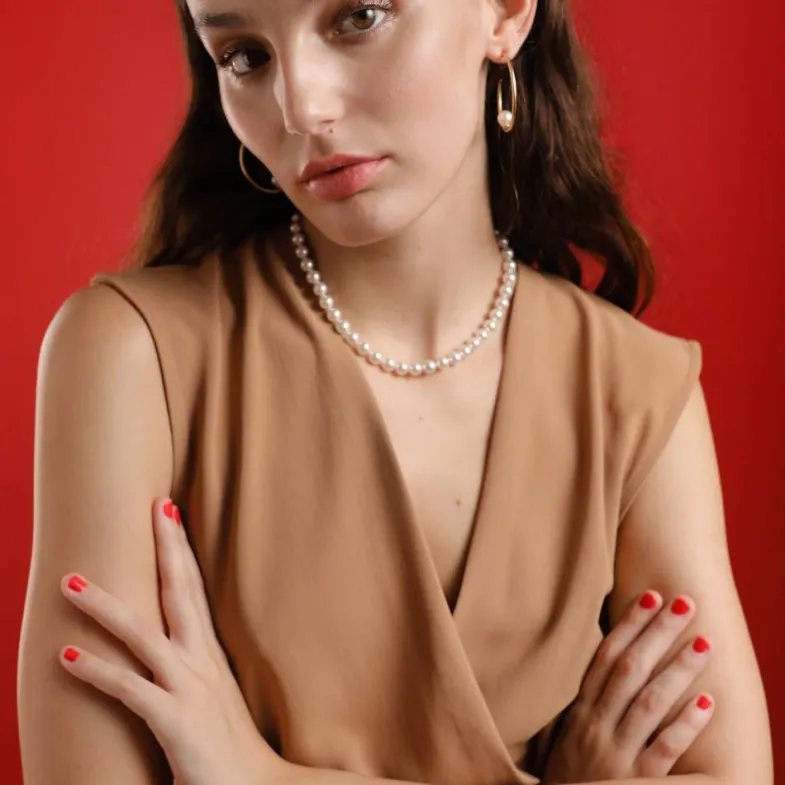 Long Pearl Necklaces|Majorica Silver Necklace Lyra 7Mm 45Cm
