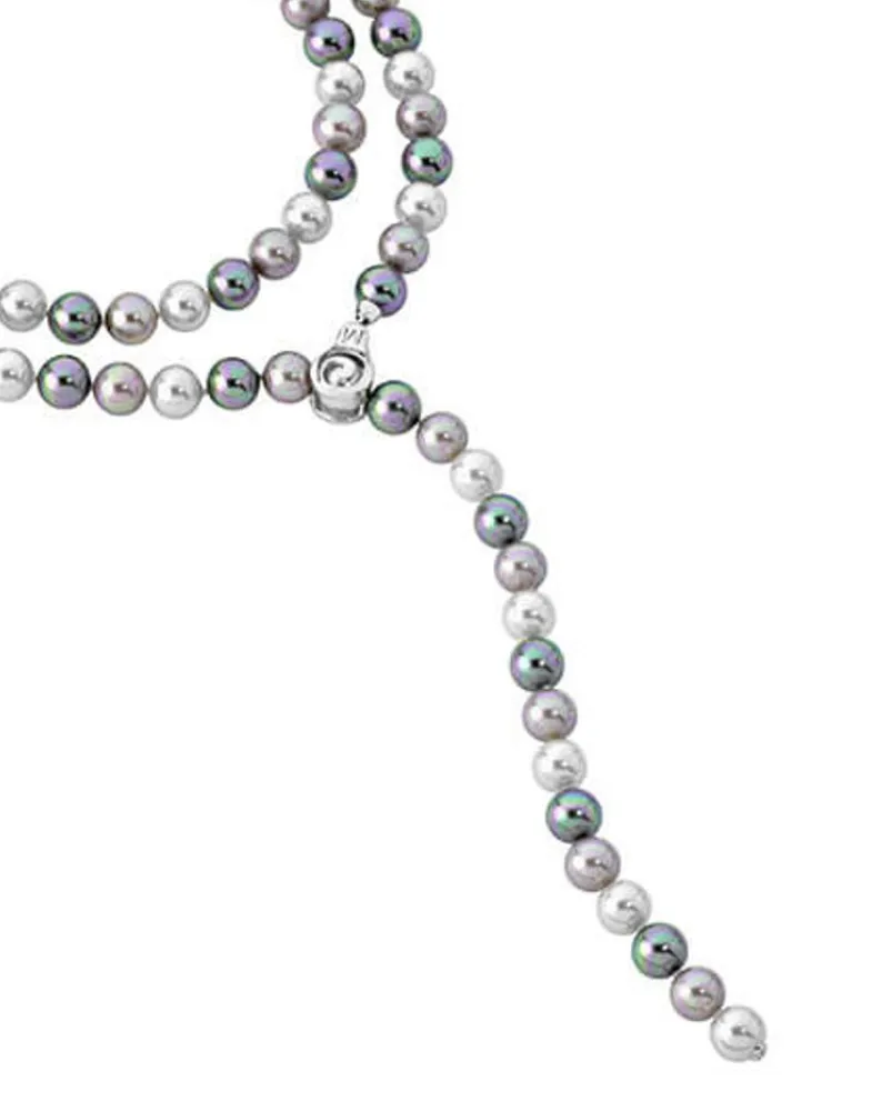Long Pearl Necklaces|Majorica Silver Necklace Lyra 10Mm 90Cm White, Gray And Nuage