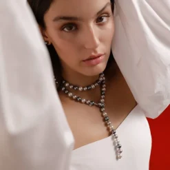 Long Pearl Necklaces|Majorica Silver Necklace Lyra 10Mm 90Cm White, Gray And Nuage