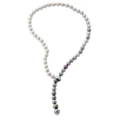 Long Pearl Necklaces|Majorica Silver Necklace Lyra With 8Mm Gray And Nuage Pearls 50Cm