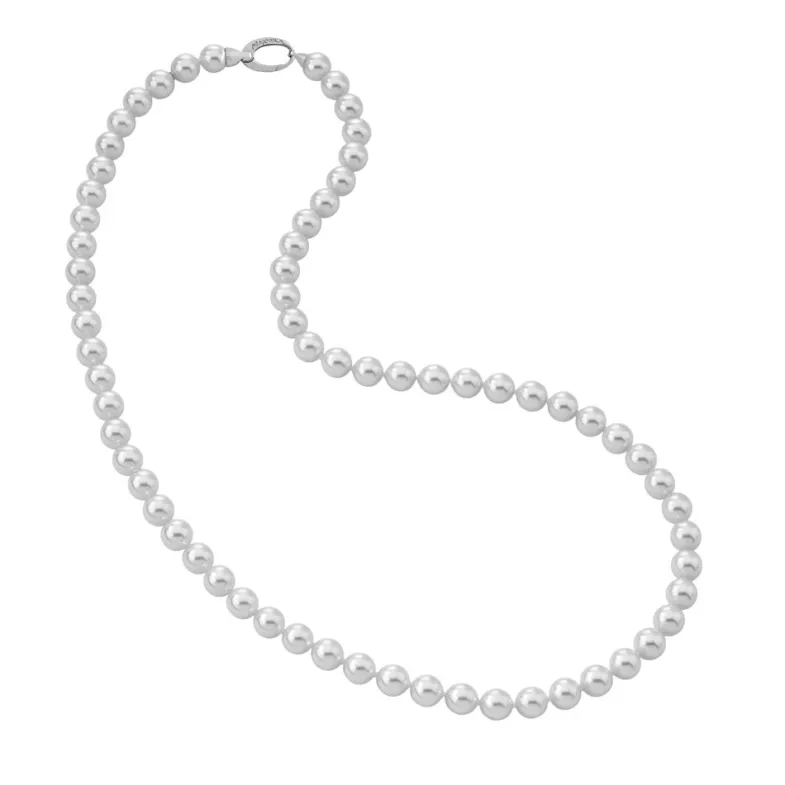 Long Pearl Necklaces|Majorica Silver Necklace Lyra With White Pearls 10Mm 60Cm