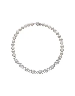 Wedding Necklaces|Majorica Silver Necklace With Pearls And Zircons Venus