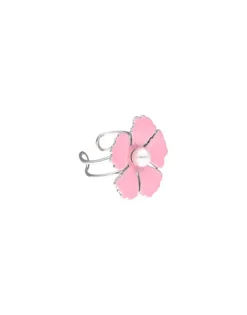 Medium-Sized Rings|Majorica Silver Santorini Small Pink Flower Ring
