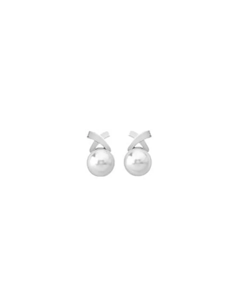 Short Earrings|Majorica Silver Vega Earrings With Round White Pearl