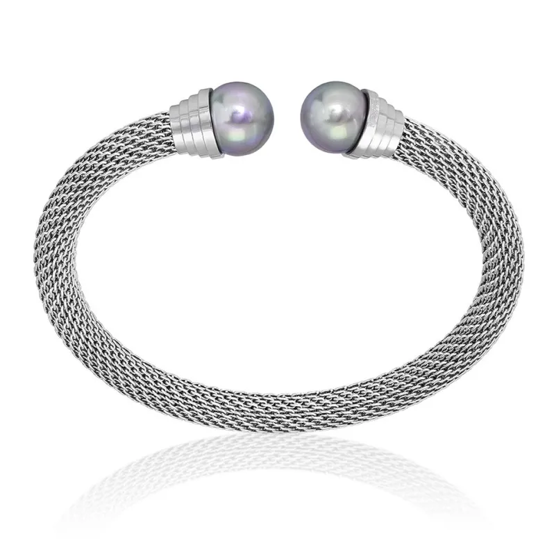 Bangle Bracelets|Majorica Steel Bangle Spicy With Nuage Pearl