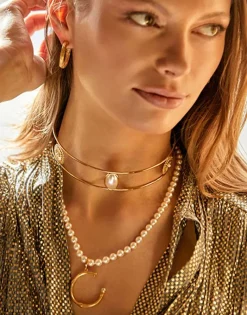 Pearl Chokers|Majorica Symi Gold-Plated Choker With White Pearls