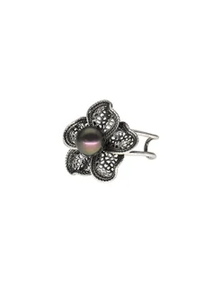 Medium-Sized Rings|Majorica Tahiti Pearl Ring With Flower Peregrina