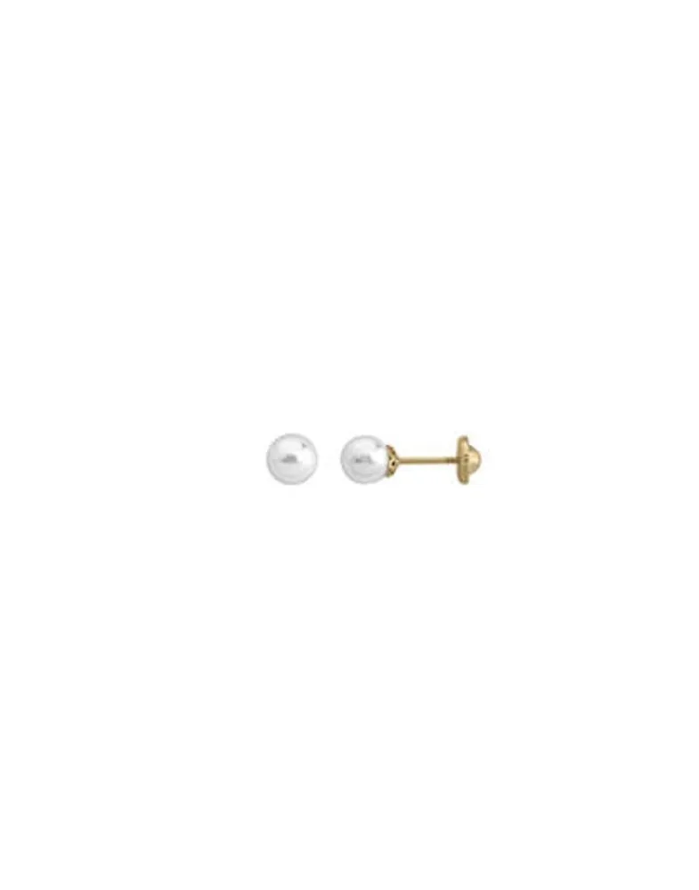 Pearl Stud Earrings|Majorica Taylor 18-Carat Gold 4Mm White Pearl Earrings With Screw Fastening