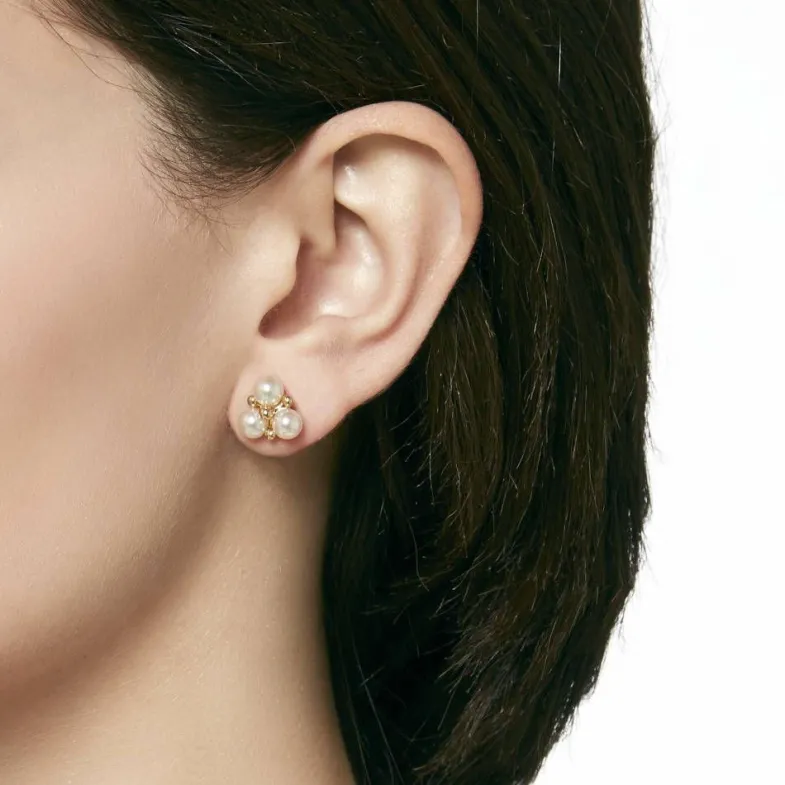 Short Earrings|Majorica Vega Earrings With Round White Pearl