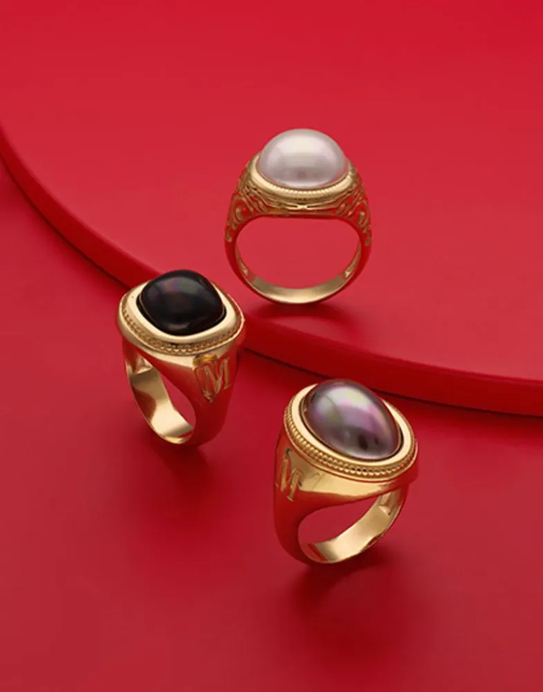Large Pearl Rings|Majorica Zale Hallmark Ring With A Round White Half Pearl